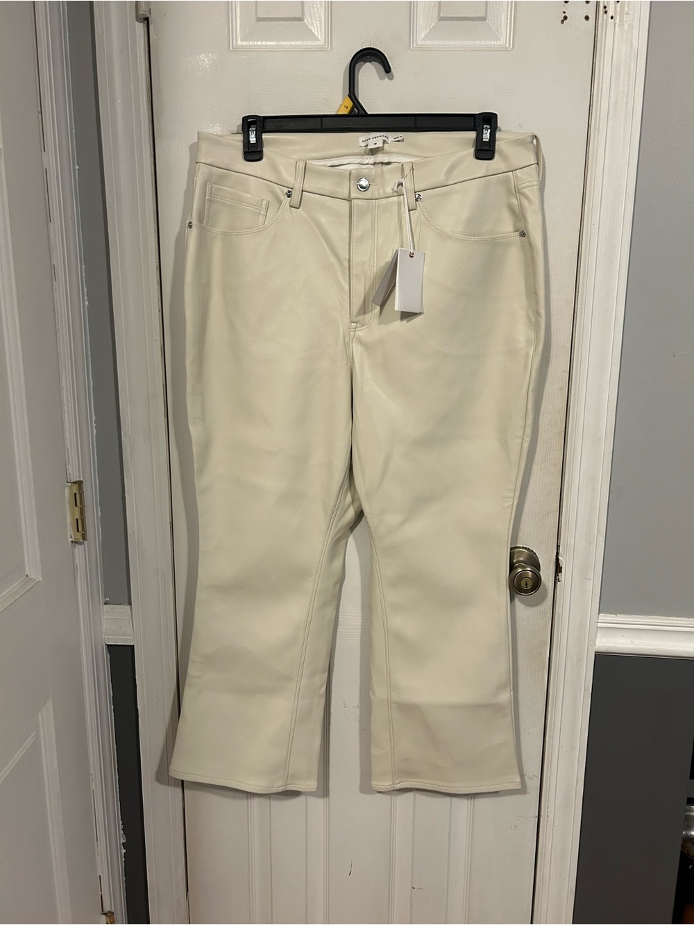 NWT Good American Cream Faux Leather Pants